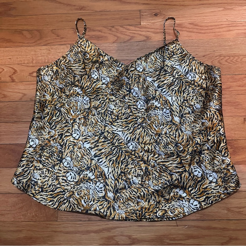 Vintage Moon Dance Tiger Print Camisole Animal Print‎ V-neck Large